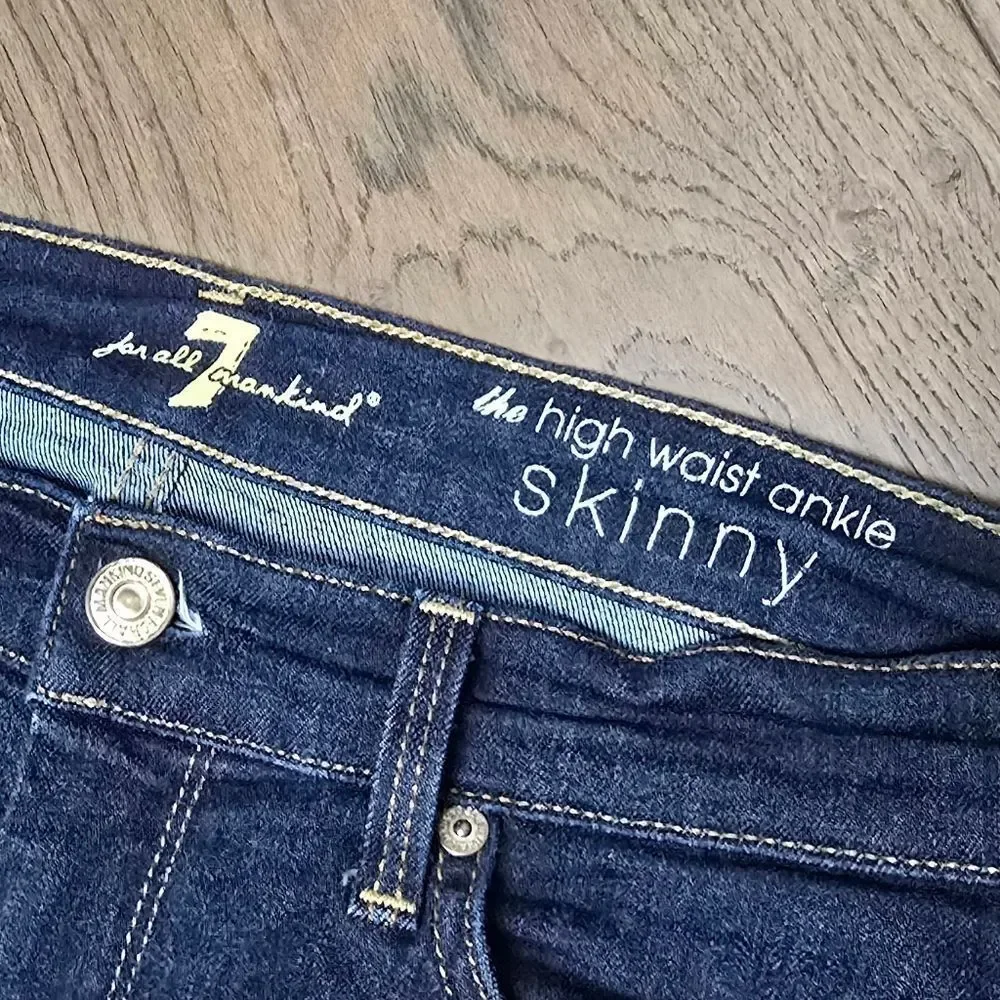 7 For All Mankind The High Rise Ankle Skinny Dark Wash Jeans